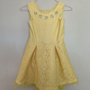 D.Signed Disney Princess Dress Belle Beauty Yellow Lace girl 7 8
